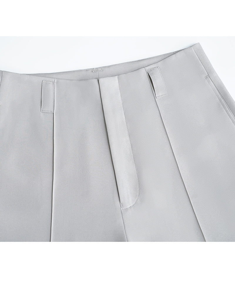 Luminous White Straight Trousers | Continuous Waistband Suitpure