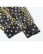 Yellow Polka Dot Chiffon Blouse | Self-Tie Detail Suitpure