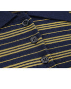 Polo Collar Stripe Knit in Navy & Yellow