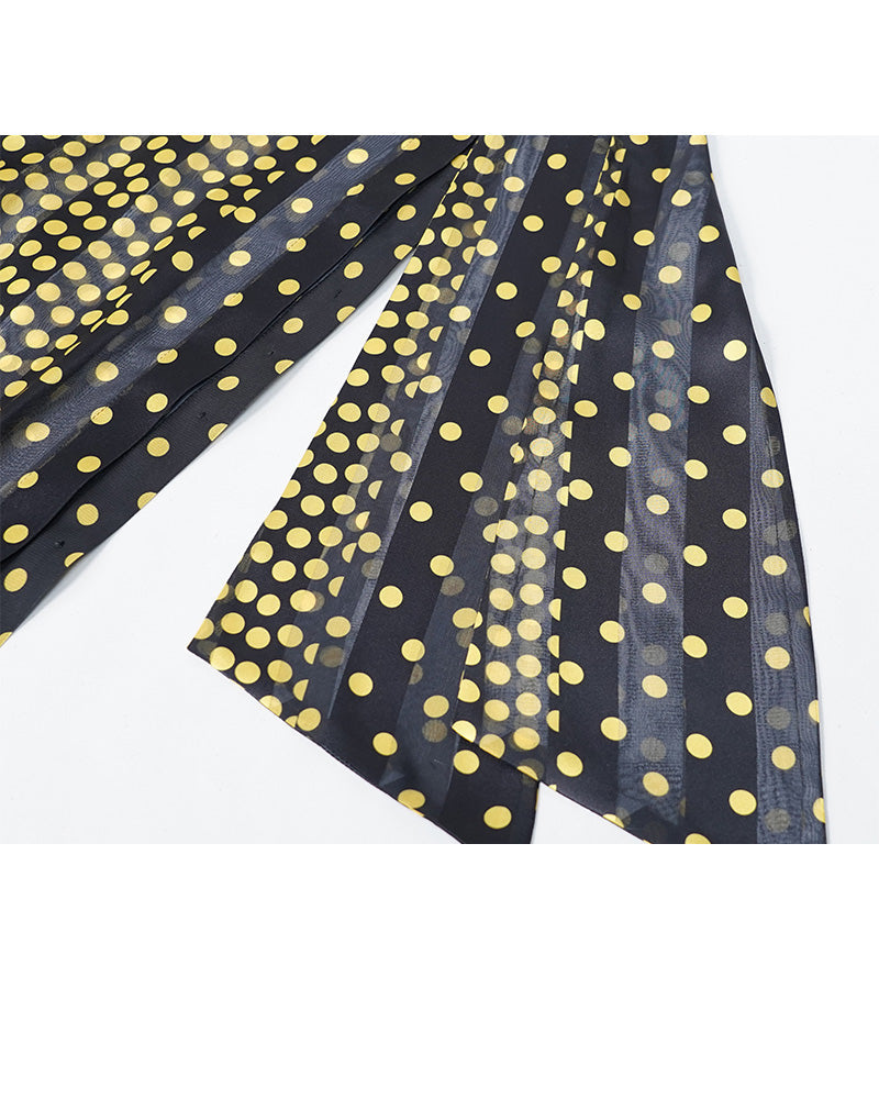 Yellow Polka Dot Chiffon Blouse | Self-Tie Detail Suitpure