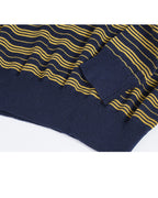 Polo Collar Stripe Knit in Navy & Yellow