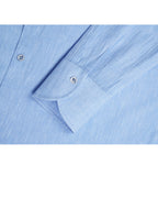 Relaxed Mandarin Collar Linen-Cotton Minimalist Shirt Suitpure