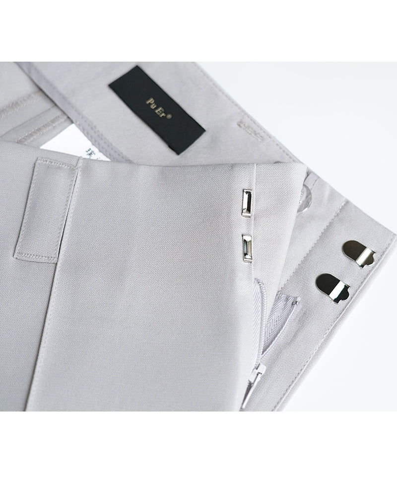 Luminous White Straight Trousers | Continuous Waistband Suitpure
