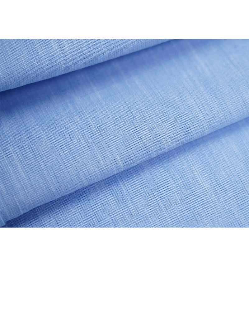 Relaxed Mandarin Collar Linen-Cotton Minimalist Shirt Suitpure