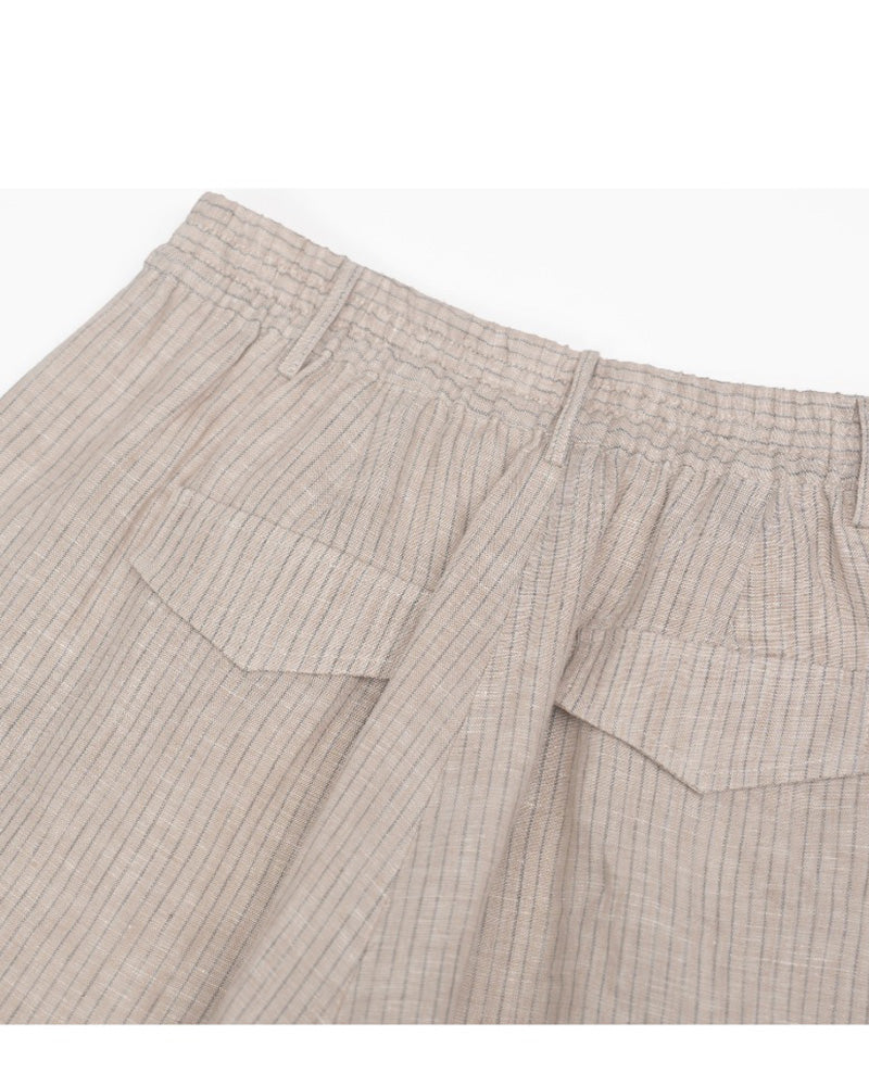 Relaxed Fit Linen Stripe Vest & Wide-Leg Pants Set Suitpure