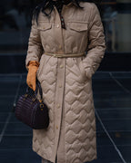 Khaki Paneled Down Puffer Jacket