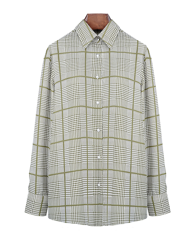 Breathable Green Check Casual Shirt