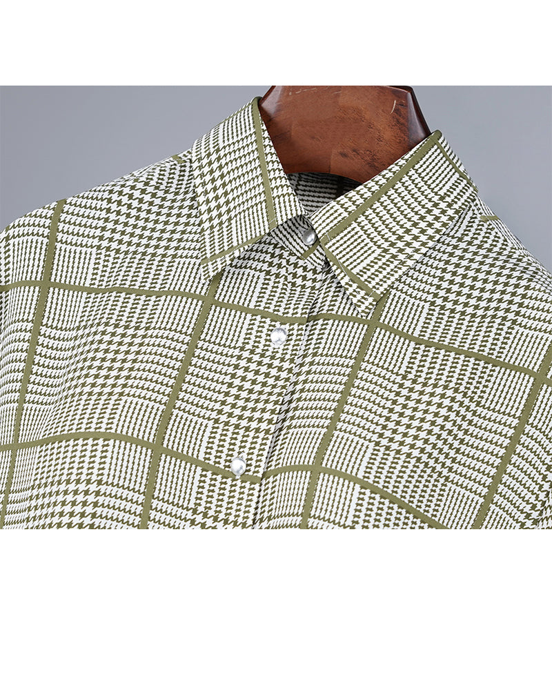 Breathable Green Check Casual Shirt