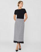Classic Black-White Diamond Mesh Fishtail Midi Skirt Suitpure