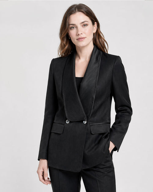 Tree Grain Acetate Shawl Collar Unlined Blazer Suitpure