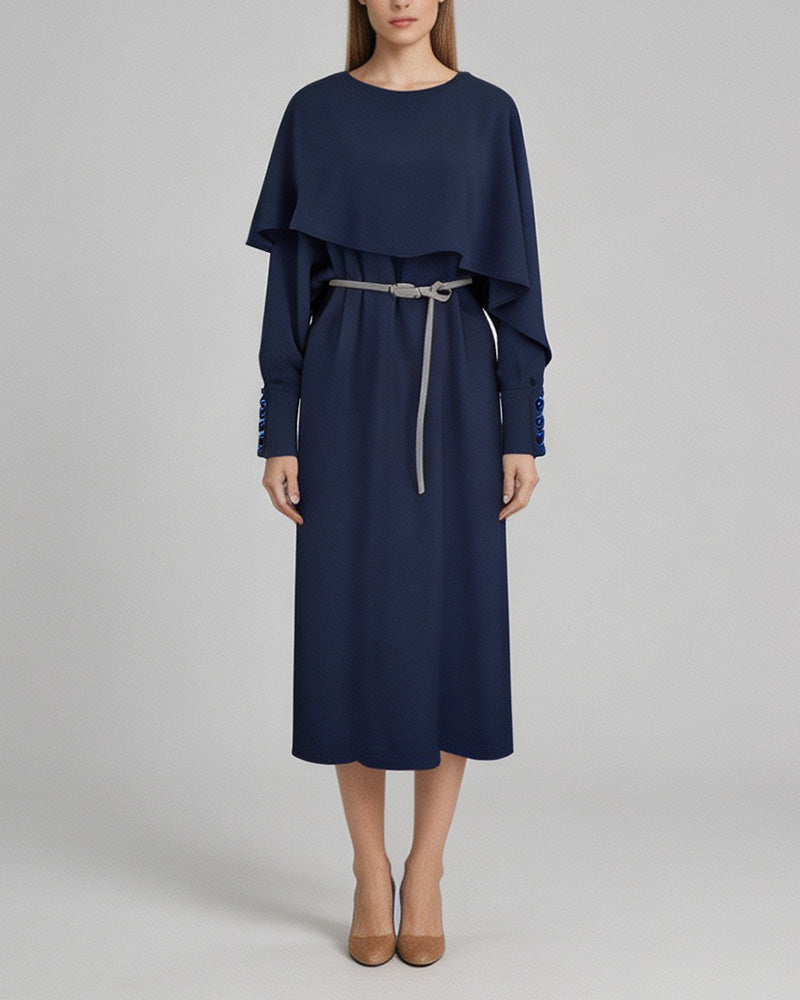Off-Shoulder Cape Dress | Flowing Shawl Silhouette Suitpure