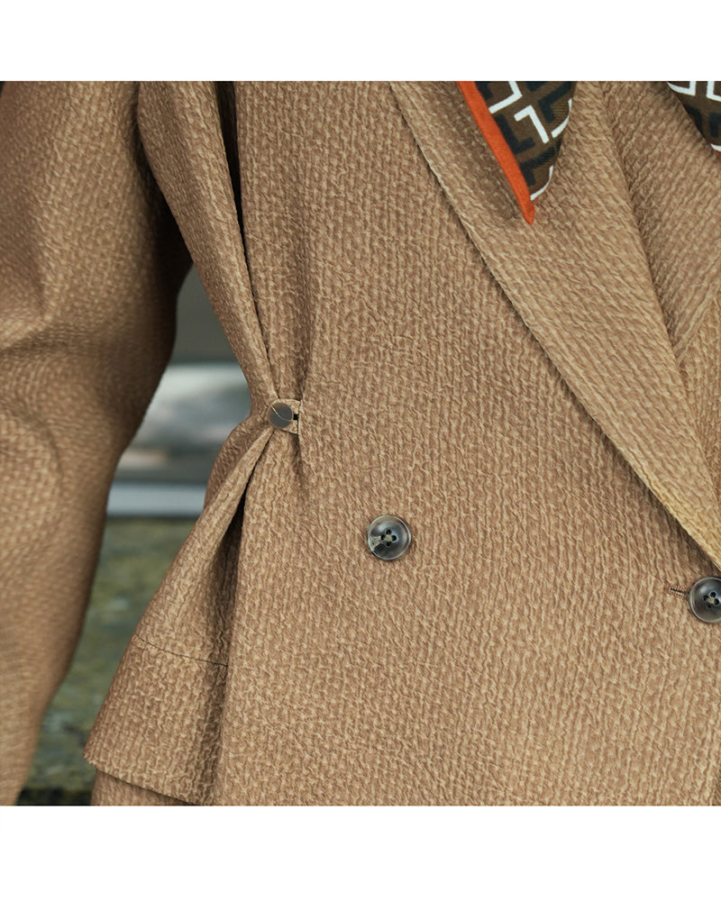 Camel Textured Coat | Sculptural Design Detail