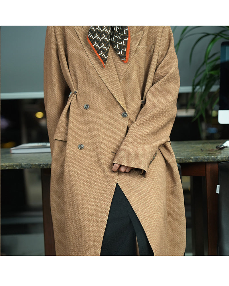 Camel Textured Coat | Sculptural Design Detail