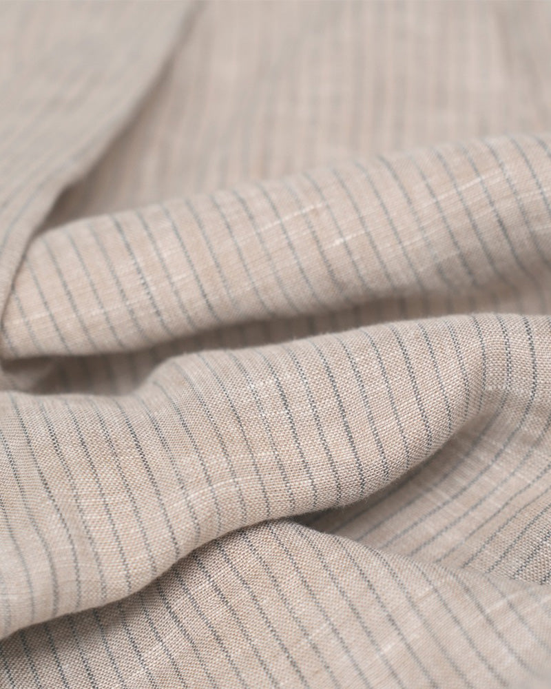 Relaxed Fit Linen Stripe Vest & Wide-Leg Pants Set Suitpure