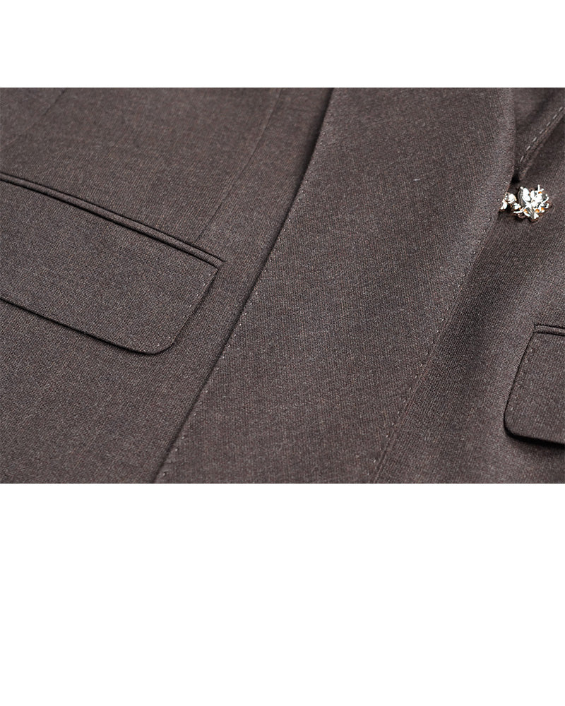 Summer Weight Wool Suit with Floral Vine Motif