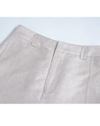 Tencel Linen Panel Detail Straight Leg Trousers Suitpure