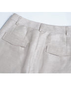 Tencel Linen Panel Detail Straight Leg Trousers Suitpure