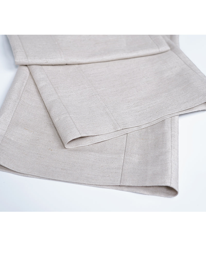 Tencel Linen Panel Detail Straight Leg Trousers Suitpure