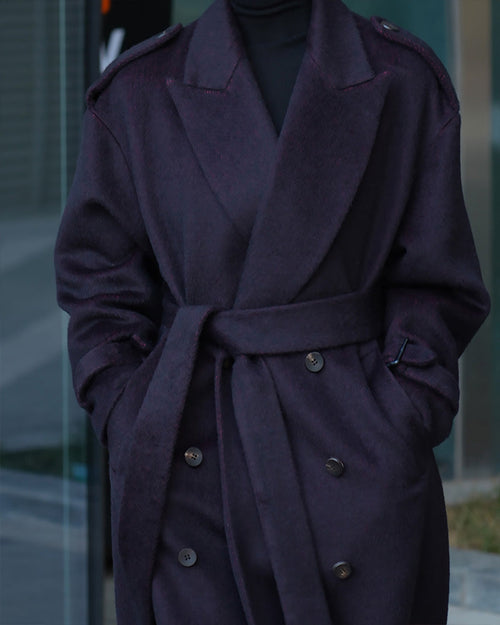 Burgundy Wool Coat | Relaxed Silhouette Suitpure