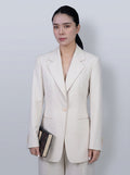 Light Taupe Notched‑Lapel Casual Blazer for Women