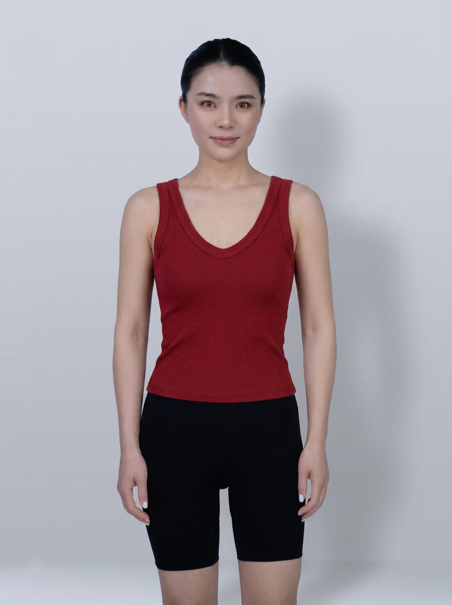 Minimal Deep V‑Neck Ribbed Layering Tank Top