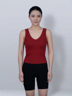 Minimal Deep V‑Neck Ribbed Layering Tank Top