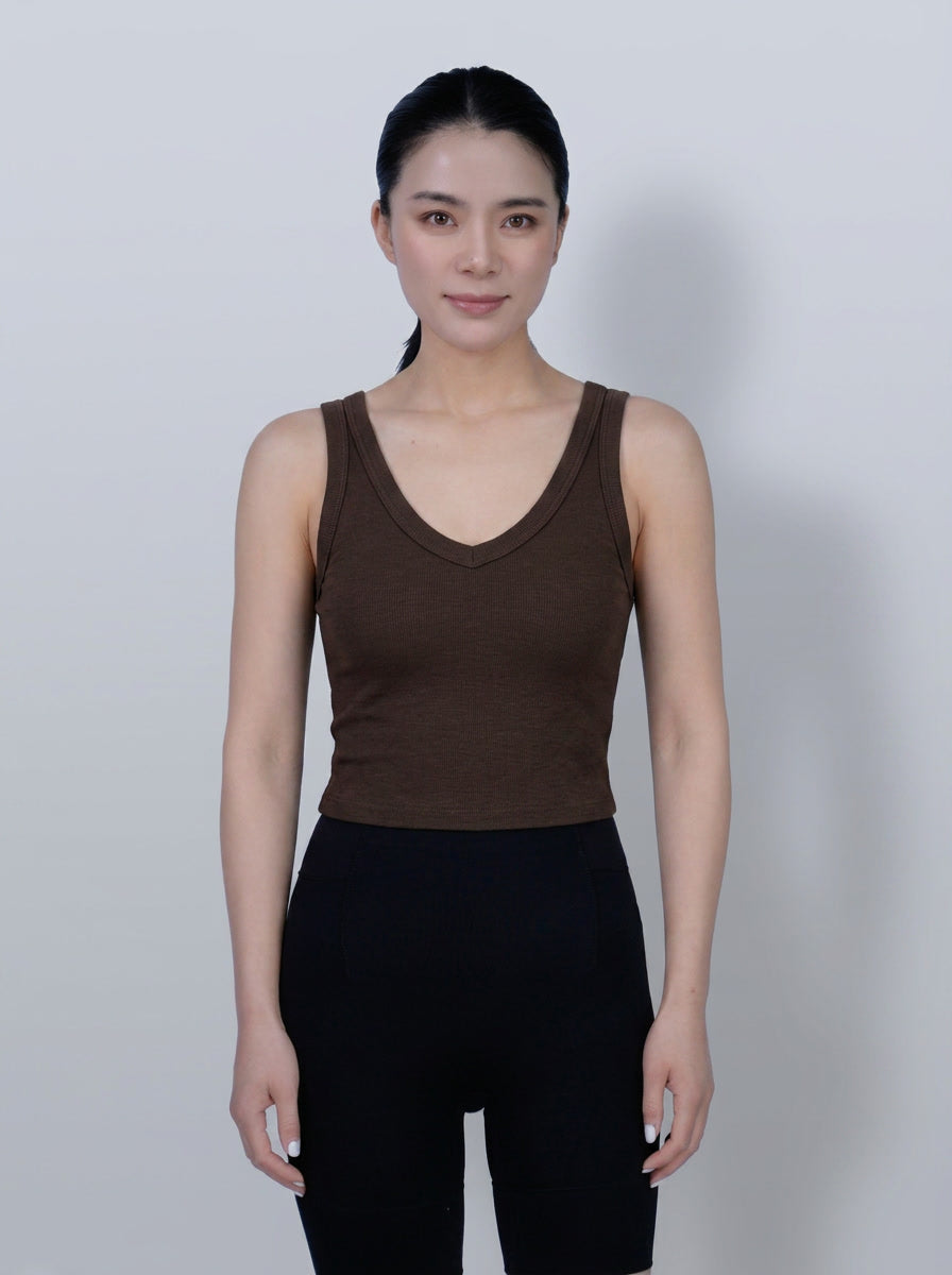 Minimal Deep V‑Neck Ribbed Layering Tank Top