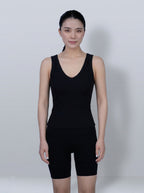 Minimal Deep V‑Neck Ribbed Layering Tank Top