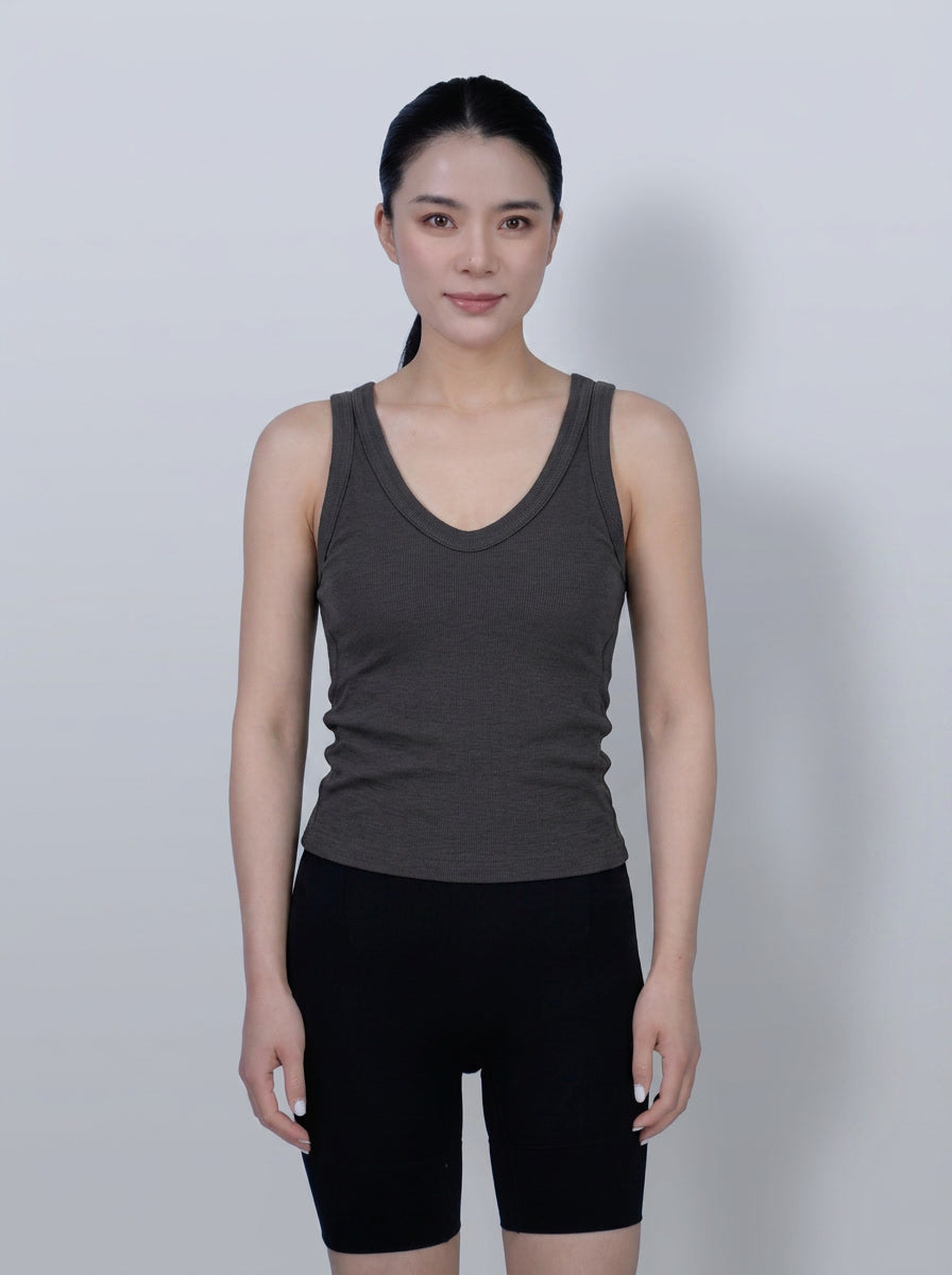 Minimal Deep V‑Neck Ribbed Layering Tank Top