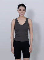 Minimal Deep V‑Neck Ribbed Layering Tank Top