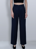 Heavy‑Weight Acetate‑Wool Single‑Pleat Straight‑Leg Trousers