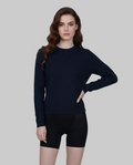 Crew Neck Vertical Stripe Knit Base Layer Top