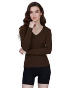 V-Neck Pullover Base Top, Cashmere & Acetate Blend, Soft Skin-Friendly