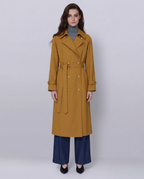 Mustard Yellow Classic Raglan Sleeve Trench Coat| 100% Wool