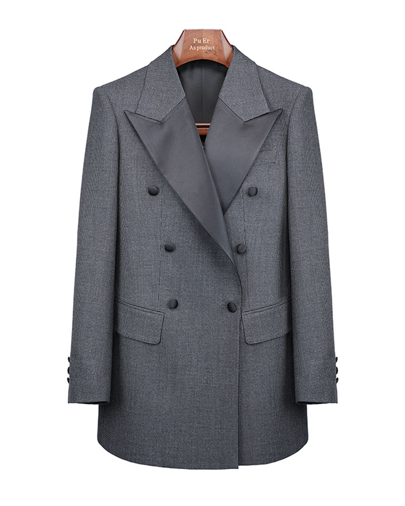 Black Grey Houndstooth Blazer | Relaxed Fit