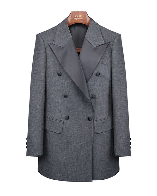 Black Grey Houndstooth Blazer | Relaxed Fit Suitpure