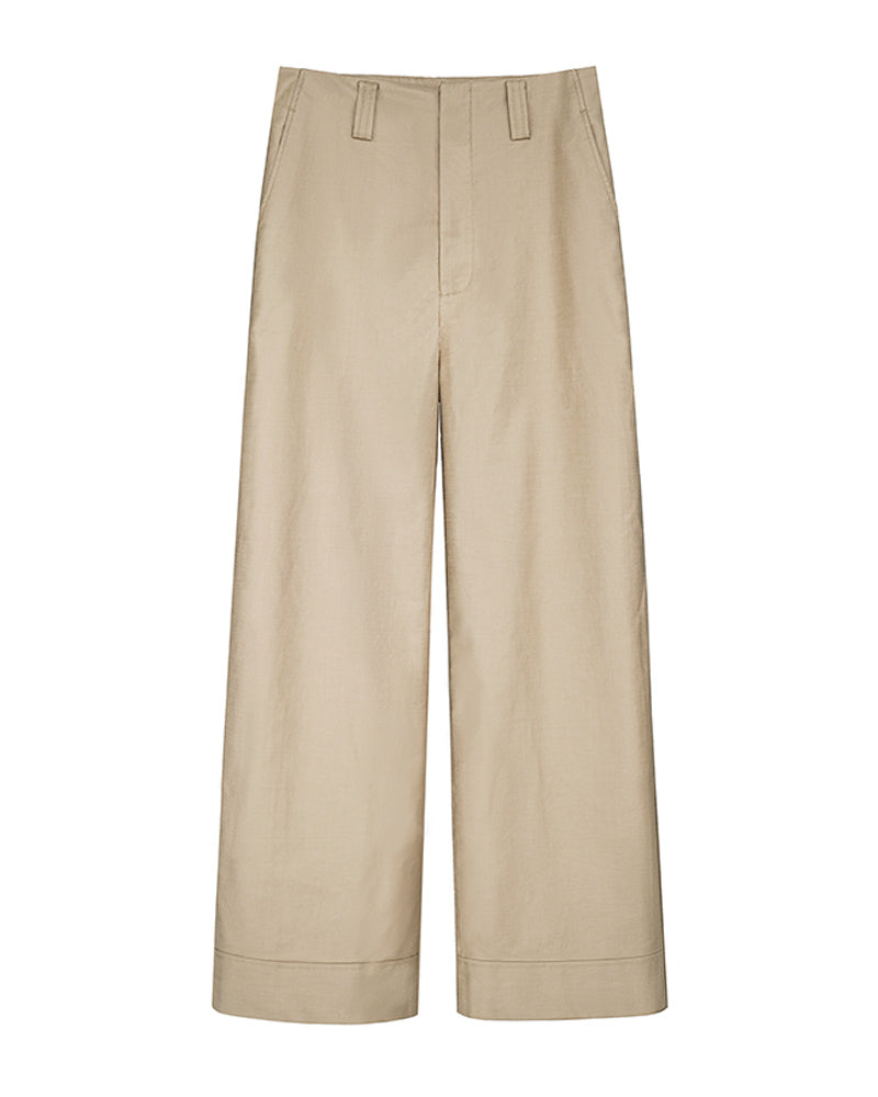 Wheat Continuous Waistband Tencel Cotton Cropped Trousers Suitpure