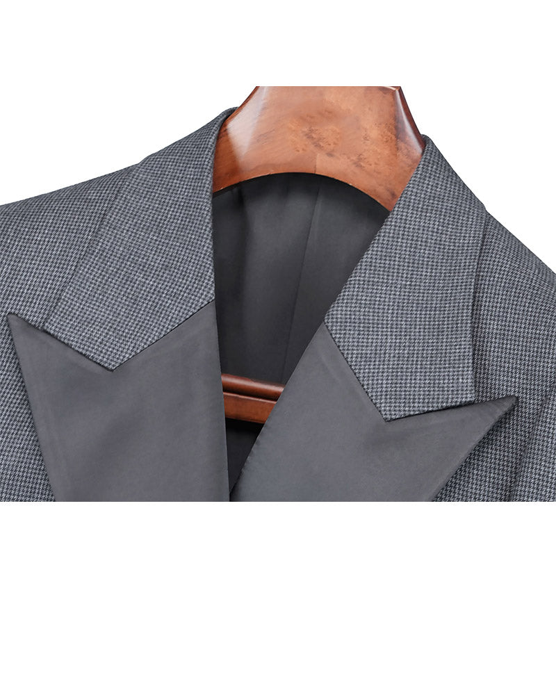 Black Grey Houndstooth Blazer | Relaxed Fit