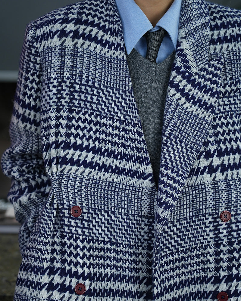 Oversized Check Coat in Neutral Plaid Suitpure