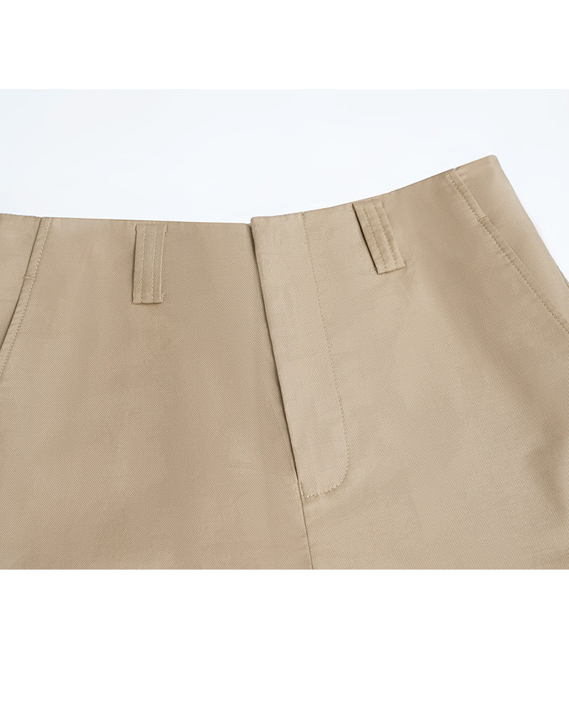 Wheat Continuous Waistband Tencel Cotton Cropped Trousers Suitpure
