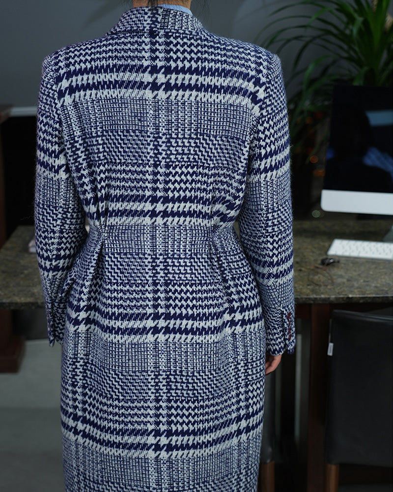 Oversized Check Coat in Neutral Plaid Suitpure