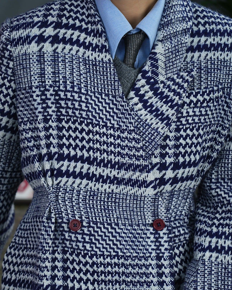 Oversized Check Coat in Neutral Plaid Suitpure