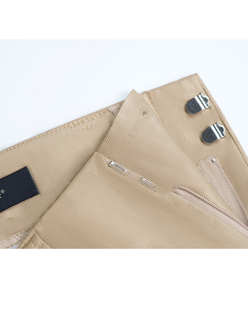 Wheat Continuous Waistband Tencel Cotton Cropped Trousers Suitpure