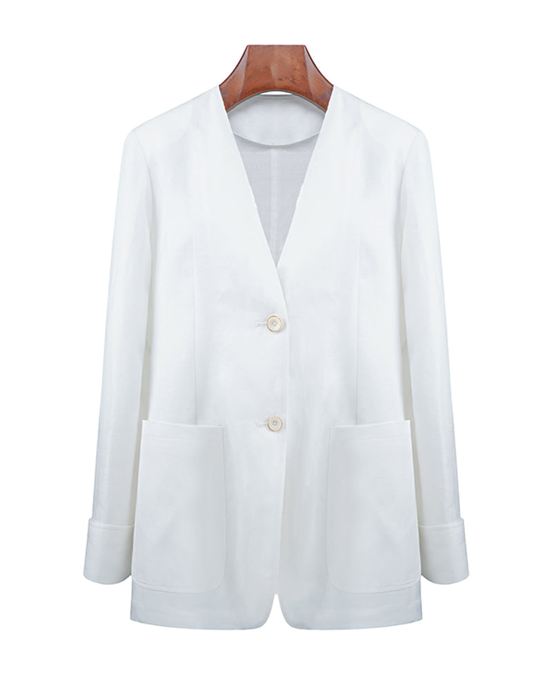 Relaxed Fit Tencel Linen Jacket Suitpure