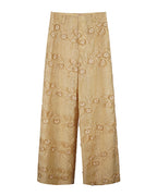 3D Embroidered Floral Wide-Leg Trousers