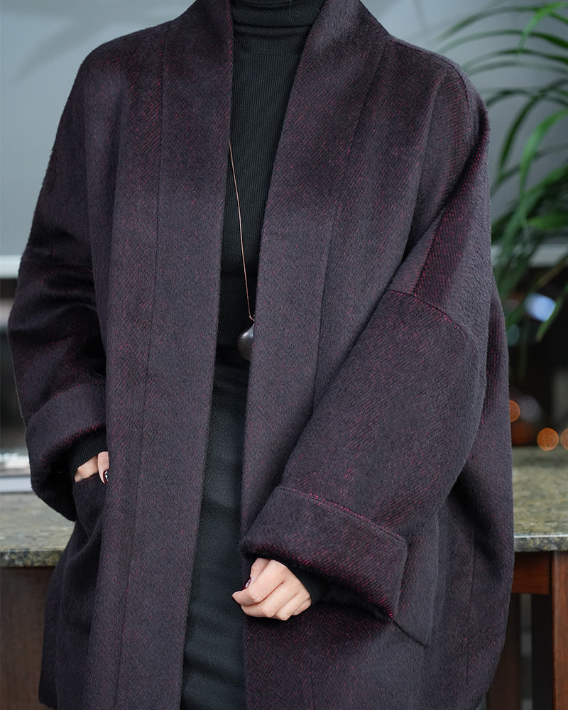 Burgundy Oversized Coat | Relaxed Silhouette