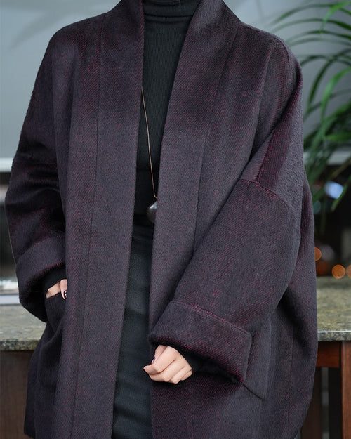 Burgundy Oversized Coat | Relaxed Silhouette Suitpure