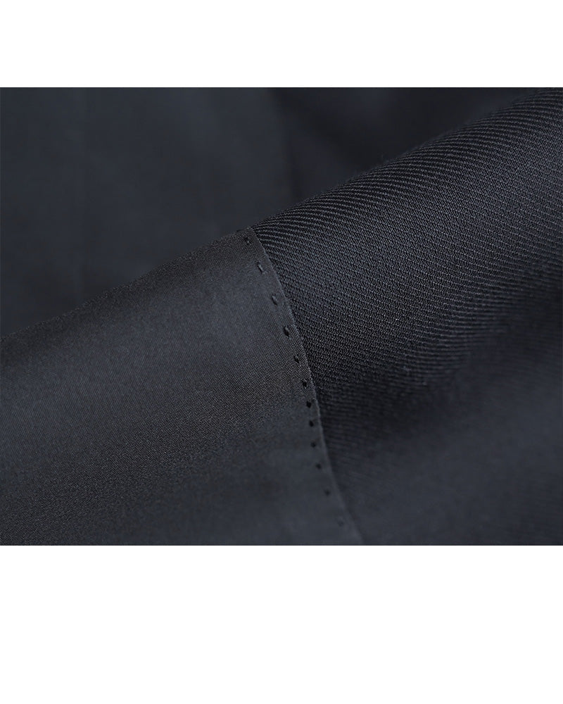 Deep Black Silk Wool Double-Breasted Blazer Suitpure