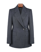 Classic Charcoal Wool Blazer with Round Hem