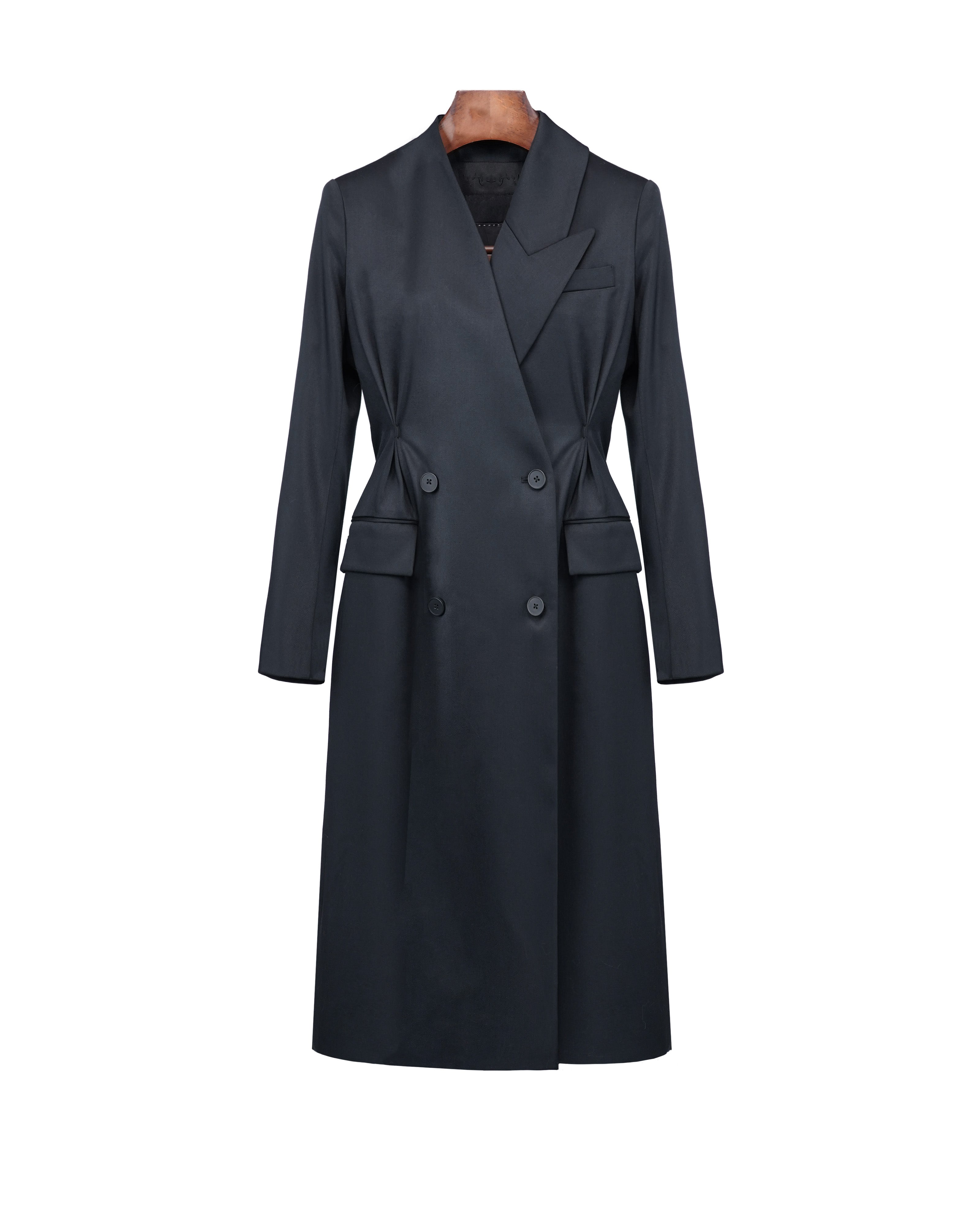 Jet Black Asymmetrical Collar Coat